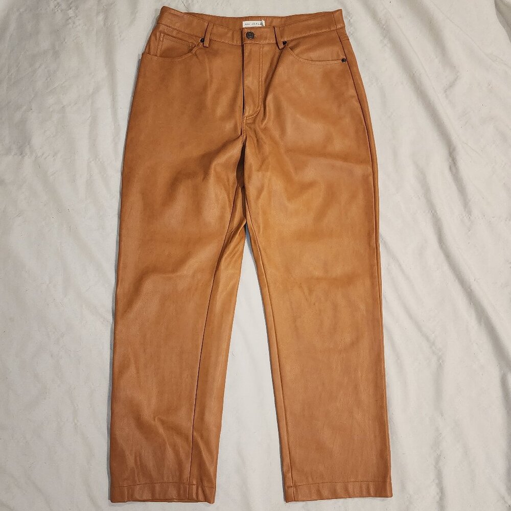 Avec Les Filles | High Waisted Vegan Leather Pants Straight Leg